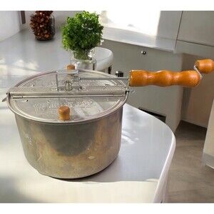 Whirley Pop Manual Popcorn Maker Stovetop Popper Aluminum Wood Handle ~ Healthy